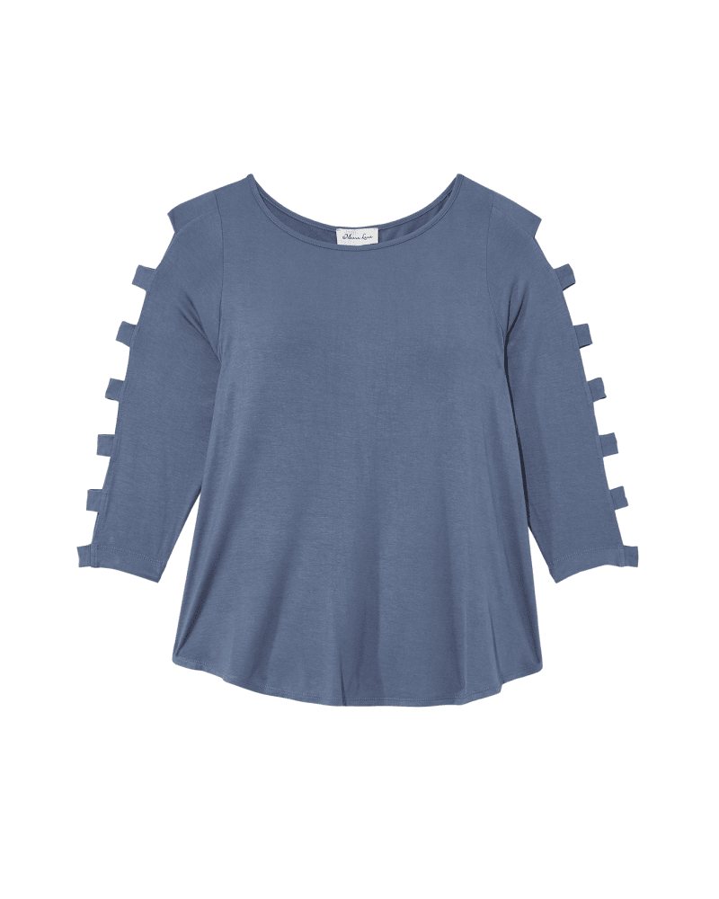 Front of plus size Brie 3/4 Cut-out Sleeve Tee by Meera Lane | Dia&Co | dia_product_style_image_id:137468